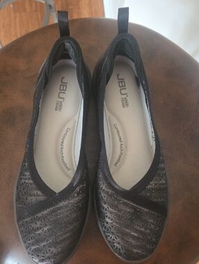 JBU Women's Black Slip-On Knit Ballet Flats